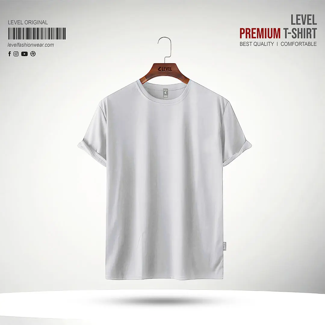 Mens Premium Solid White Round Neck T-shirt - White