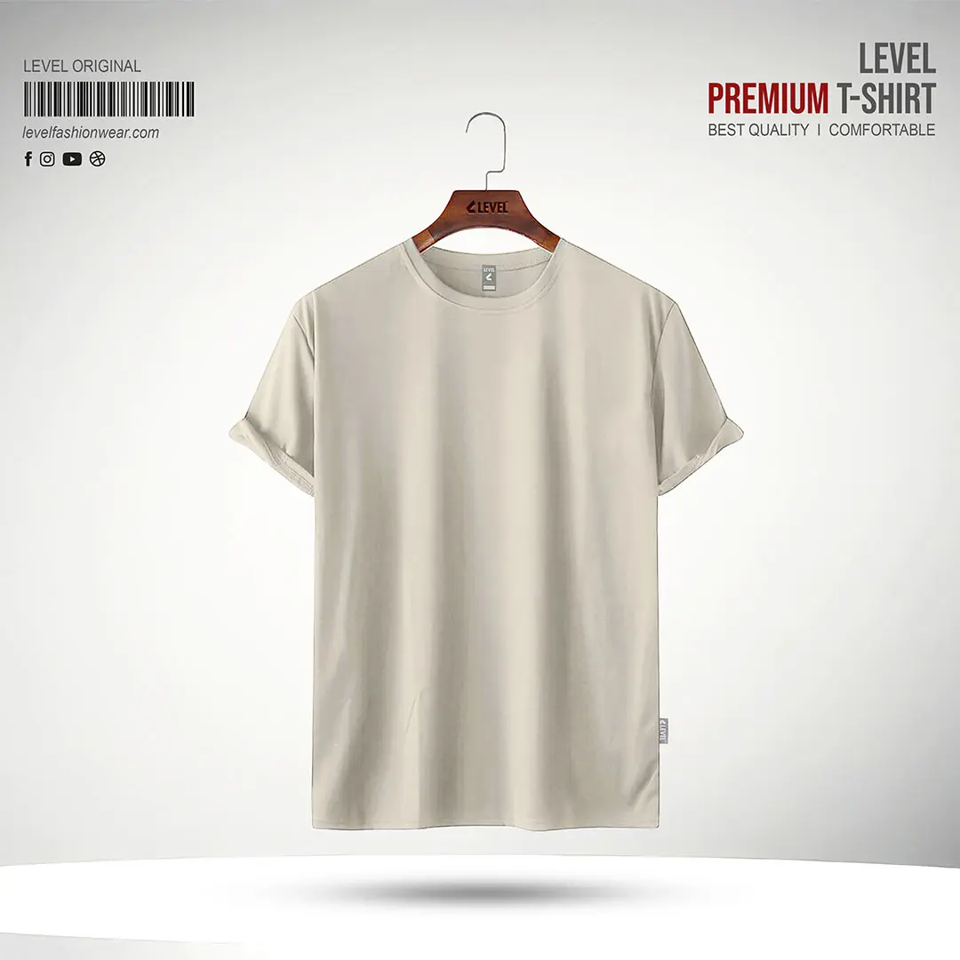 Mens Premium Solid Off White Cream Round Neck T-shirt - Off White