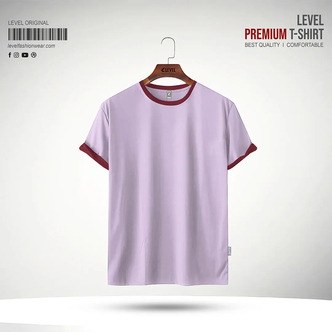 Mens Premium Round Neck T-shirt Purple+Marune
